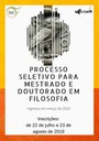 Processo seletivo para mestrado e doutorado do PPGFil-UFSCar (ingresso em 2020).